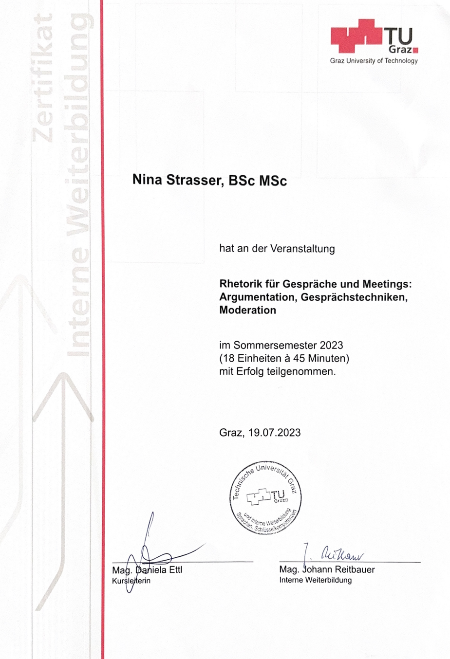 Rhetoric for conversations and meetings certificate